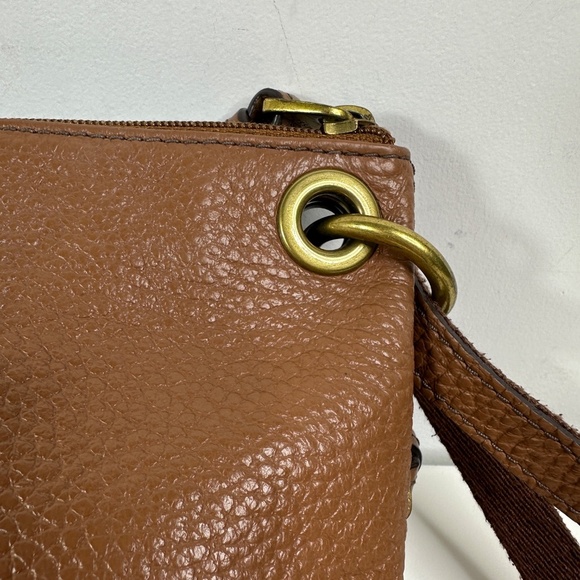 Fossil Brown Pebble Leather Shoulder Crossbody Zip Bag 9"x 6.5" Adjustable Strap - Picture 8 of 14